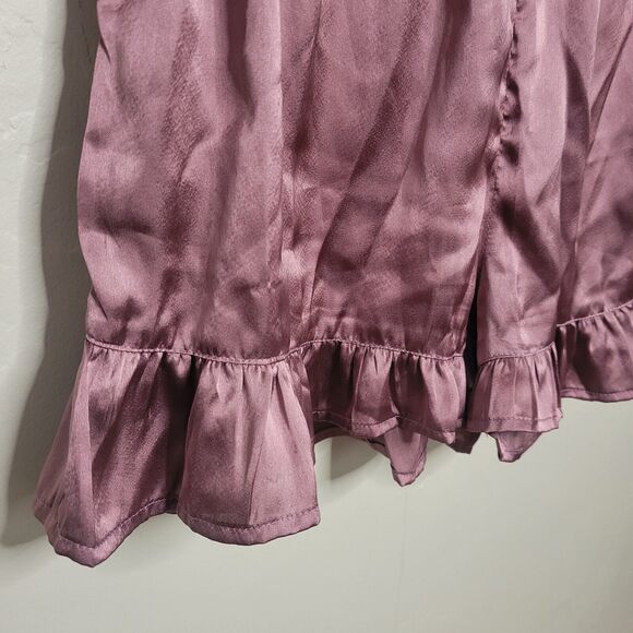 Nasty Gal Pajama Bottoms Satin Ruffle Mauve Small 6 - Picture 3 of 16